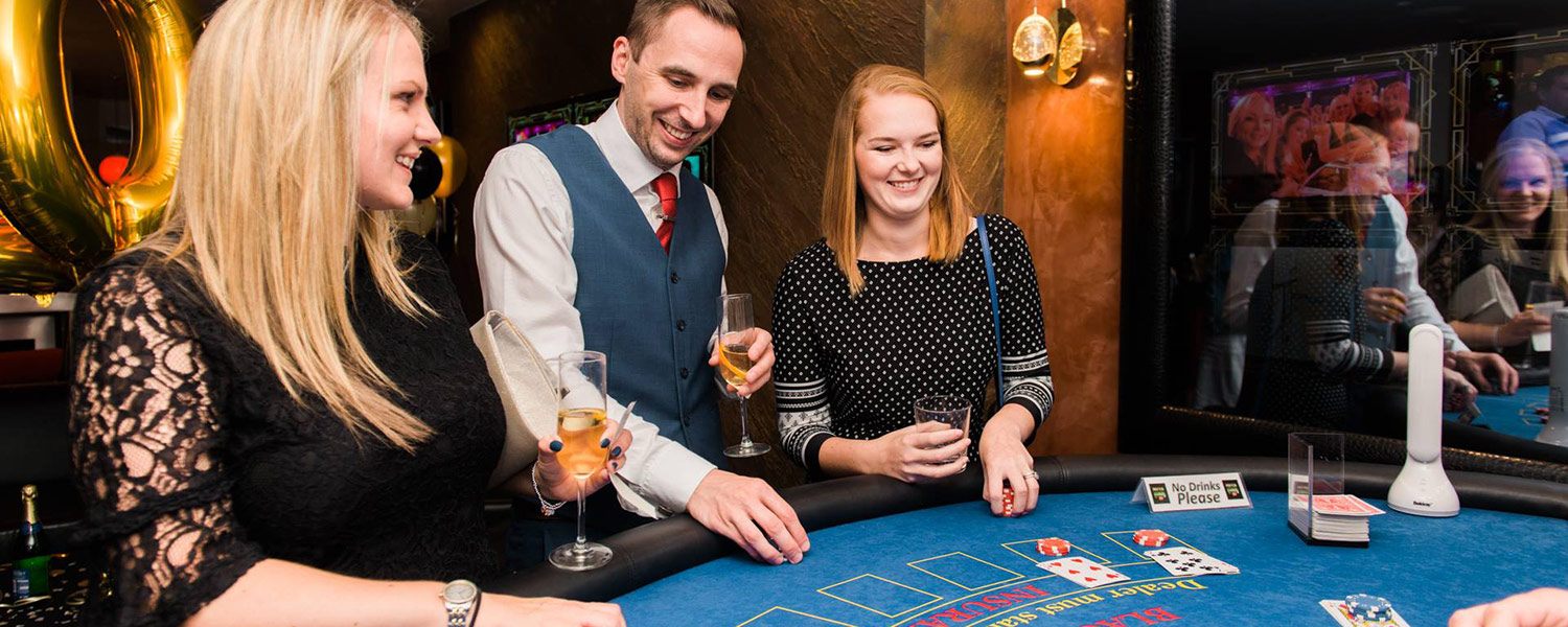 Wedding reception entertainment with a fun casino